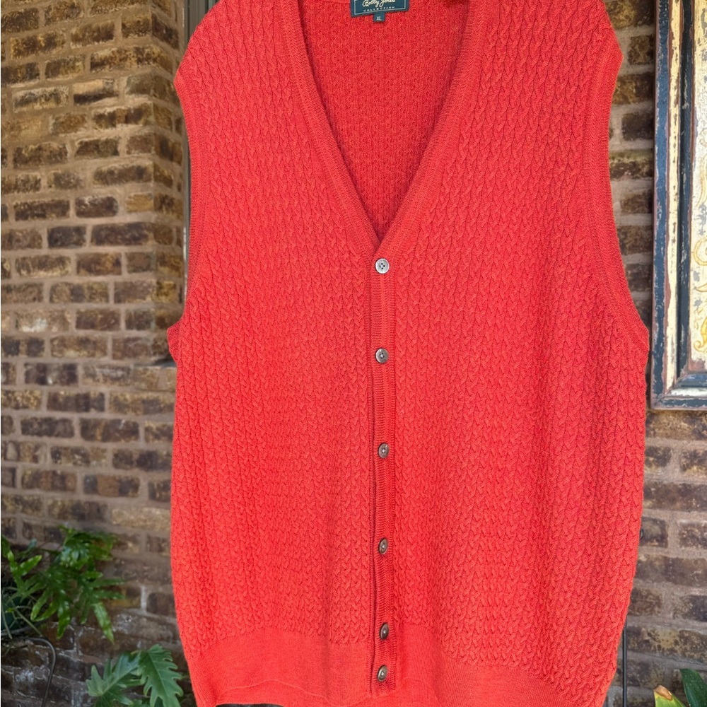 Bobby Jones Red men’s button down Cardigan Sweater with V-Neck